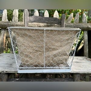 White Lined Chicken Wire Basket